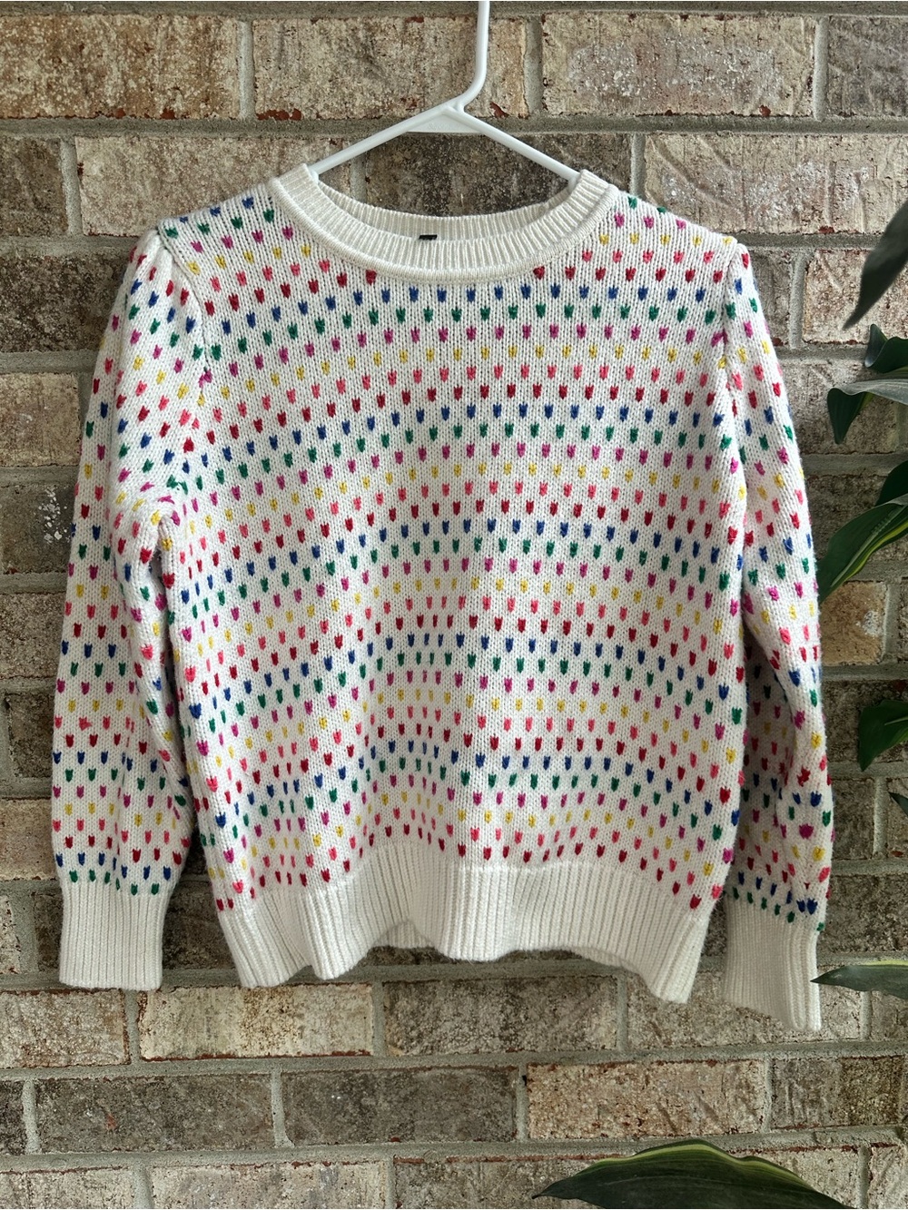 Talbots Cream Rainbow Polka Dot Sweater Colorful Preppy Cozy Knit Top Women’s